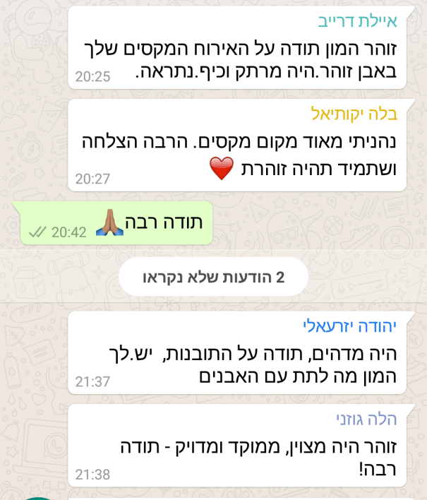 משוב להנחיית קבוצת נטוורקינג באבן זוהר
